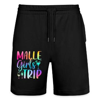 Malle Girls Trip - Stanley/Stella Trainer Unisex Organic Jogging Shorts - black - Front - Nik (191cm) & Marisol (170cm)