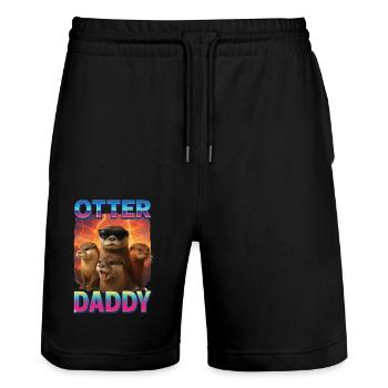Otter Papa - Stanley/Stella Unisex Bio Joggingshorts Trainer  - Schwarz - Vorne - Nik (191cm) & Marisol (170cm)