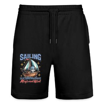 Sailing Is A Combination Of Magic And Maritime - Stanley/Stella Trainer Unisex Organic Jogging Shorts - black - Front - Nik (191cm) & Marisol (170cm)