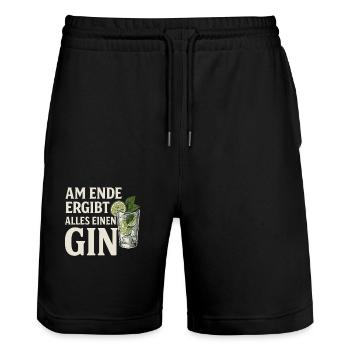 In the end, everything makes a gin - Stanley/Stella Trainer Unisex Organic Jogging Shorts - black - Front - Nik (191cm) & Marisol (170cm)