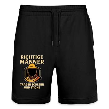 Abeilles Apiculteur Vrai Hommes Porter Voile - Short de jogging bio TRAINER Stanley/Stella unisexe - noir - Devant - Nik (191cm) & Marisol (170cm)