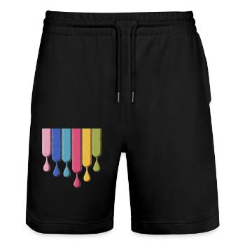 Couleurs colorées Drop Blend Art - Short de jogging bio TRAINER Stanley/Stella unisexe - noir - Devant - Nik (191cm) & Marisol (170cm)