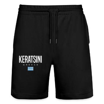 Keratsini Griechenland - Stanley/Stella Unisex Bio Joggingshorts Trainer  - Schwarz - Vorne - Nik (191cm) & Marisol (170cm)