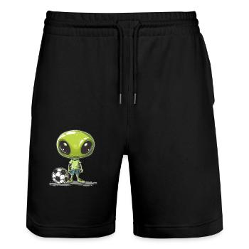 Football Alien Buddy - Short de jogging bio TRAINER Stanley/Stella unisexe - noir - Devant - Nik (191cm) & Marisol (170cm)