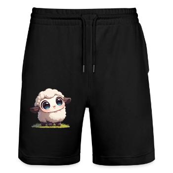 Sheep Sheep - Stanley/Stella Trainer Unisex Organic Jogging Shorts - black - Front - Nik (191cm) & Marisol (170cm)