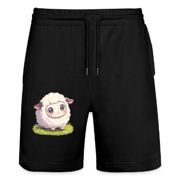 Sheep Sheep - Stanley/Stella Trainer Unisex Organic Jogging Shorts - black - Front - Nik (191cm) & Marisol (170cm)