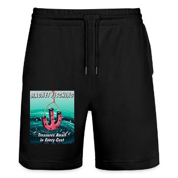 MAGNET FISCHING Des trésors vous attendent dans chaque distribution - Short de jogging bio TRAINER Stanley/Stella unisexe - noir - Devant - Nik (191cm) & Marisol (170cm)