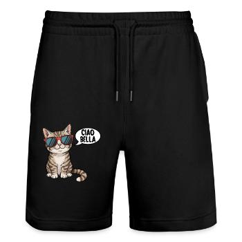 Ciao Bella - Stanley/Stella Unisex Bio Joggingshorts Trainer  - Schwarz - Vorne - Nik (191cm) & Marisol (170cm)