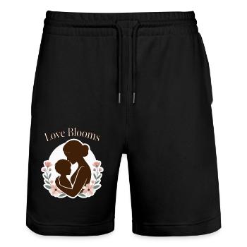 MUTTER LIEBE BLÜHT AUF - Stanley/Stella Unisex Bio Joggingshorts Trainer  - Schwarz - Vorne - Nik (191cm) & Marisol (170cm)