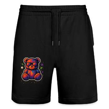Ours coloré cool avec des lunettes de soleil - Short de jogging bio TRAINER Stanley/Stella unisexe - noir - Devant - Nik (191cm) & Marisol (170cm)