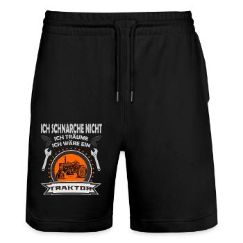 Traktor - Stanley/Stella Unisex Bio Joggingshorts Trainer  - Schwarz - Vorne - Nik (191cm) & Marisol (170cm)