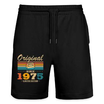 50 Jahre 1975 Vintage Retro Geburtstagsgeschenk - Stanley/Stella Unisex Bio Joggingshorts Trainer  - Schwarz - Vorne - Nik (191cm) & Marisol (170cm)