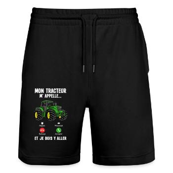 Hommes Conducteur Tracteur Agriculteur Tracteur - Short de jogging bio TRAINER Stanley/Stella unisexe - noir - Devant - Nik (191cm) & Marisol (170cm)