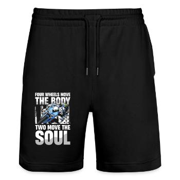 Four wheels move the body, two move the - Stanley/Stella Trainer Unisex Organic Jogging Shorts - black - Front - Nik (191cm) & Marisol (170cm)