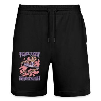 Ballet Twirl First Ask Questions Later Dance Sport - Stanley/Stella Unisex Bio Joggingshorts Trainer  - Schwarz - Vorne - Nik (191cm) & Marisol (170cm)