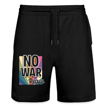 Peace Peace Freedom No War - Stanley/Stella Trainer Unisex Organic Jogging Shorts - black - Front - Nik (191cm) & Marisol (170cm)