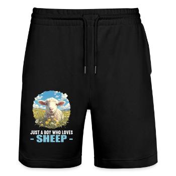 Sheep Sheep - Stanley/Stella Trainer Unisex Organic Jogging Shorts - black - Front - Nik (191cm) & Marisol (170cm)