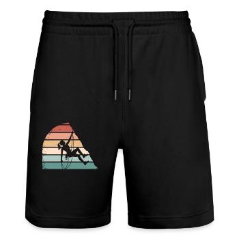 Climbing Girl – Des femmes autonomes sur les rochers - Short de jogging bio TRAINER Stanley/Stella unisexe - noir - Devant - Nik (191cm) & Marisol (170cm)