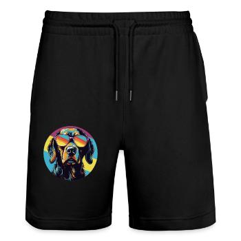 Chien cool avec des lunettes de soleil - Short de jogging bio TRAINER Stanley/Stella unisexe - noir - Devant - Nik (191cm) & Marisol (170cm)