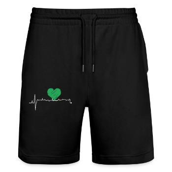 Mönchengladbach Geschenk Herren Hooligan Ultras - Stanley/Stella Unisex Bio Joggingshorts Trainer  - Schwarz - Vorne - Nik (191cm) & Marisol (170cm)