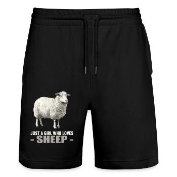 Sheep Sheep - Stanley/Stella Trainer Unisex Organic Jogging Shorts - black - Front - Nik (191cm) & Marisol (170cm)