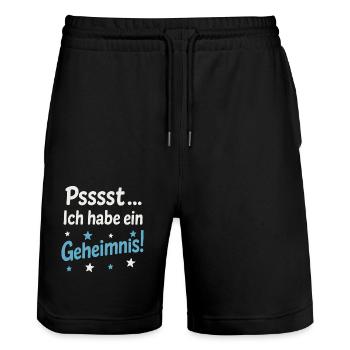 J’ai un secret ! | Motif surprise sucrée - Short de jogging bio TRAINER Stanley/Stella unisexe - noir - Devant - Nik (191cm) & Marisol (170cm)