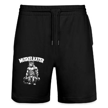 Muscle Sore Funny Fitness Illustration With - Stanley/Stella Trainer Unisex Organic Jogging Shorts - black - Front - Nik (191cm) & Marisol (170cm)