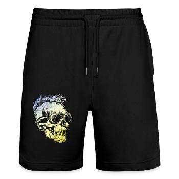 Punker Skull - Stanley/Stella Unisex Bio Joggingshorts Trainer  - Schwarz - Vorne - Nik (191cm) & Marisol (170cm)