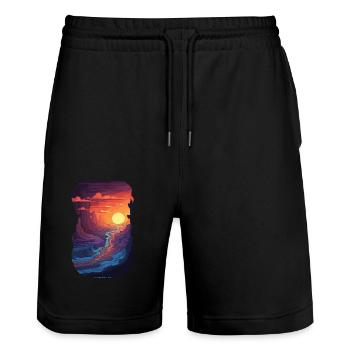 Sunset In The Canyon - Adventure In The - Stanley/Stella Trainer Unisex Organic Jogging Shorts - black - Front - Nik (191cm) & Marisol (170cm)