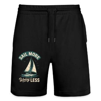 Vintage Design More Sailing Captain Boat - Stanley/Stella Trainer Unisex Organic Jogging Shorts - black - Front - Nik (191cm) & Marisol (170cm)