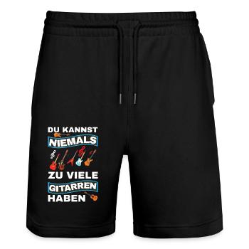 Gitarre Spruch Band Musikinstrument E-Gitarre - Stanley/Stella Unisex Bio Joggingshorts Trainer  - Schwarz - Vorne - Nik (191cm) & Marisol (170cm)
