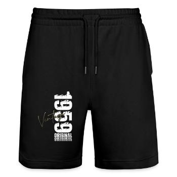 66th Birthday Original Vintage 1959 - Stanley/Stella Trainer Unisex Organic Jogging Shorts - black - Front - Nik (191cm) & Marisol (170cm)