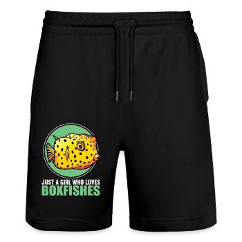 Poisson-coffre Poisson-coffre - Short de jogging bio TRAINER Stanley/Stella unisexe - noir - Devant - Nik (191cm) & Marisol (170cm)
