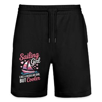 Segeln Spruch Mädchen Segler Segeln Geschenk - Stanley/Stella Unisex Bio Joggingshorts Trainer  - Schwarz - Vorne - Nik (191cm) & Marisol (170cm)