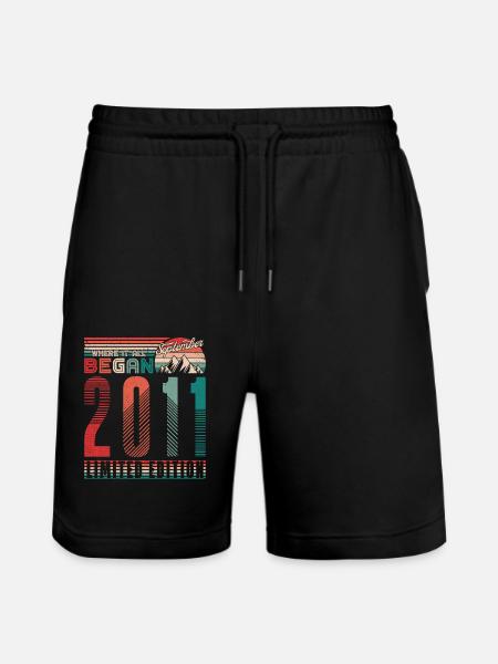 Geburtstag 2011 Jahrgang September Retro Geschenk - Stanley/Stella Unisex Bio Joggingshorts Trainer  - Schwarz