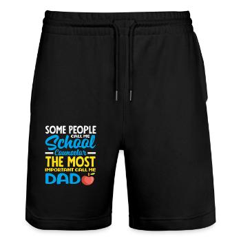 Manche Nennen Mich Schulberater Papa - Stanley/Stella Unisex Bio Joggingshorts Trainer  - Schwarz - Vorne - Nik (191cm) & Marisol (170cm)