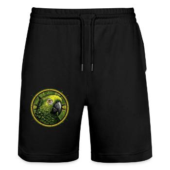 Tête de perroquet vert - Short de jogging bio TRAINER Stanley/Stella unisexe - noir - Devant - Nik (191cm) & Marisol (170cm)