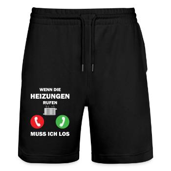 Heizungsbauer Heizungsbau Klempner Installateur - Stanley/Stella Unisex Bio Joggingshorts Trainer  - Schwarz - Vorne - Nik (191cm) & Marisol (170cm)
