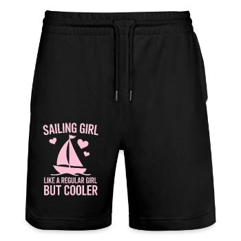 Segeln Spruch Mädchen Segler Segeln Geschenk - Stanley/Stella Unisex Bio Joggingshorts Trainer  - Schwarz - Vorne - Nik (191cm) & Marisol (170cm)