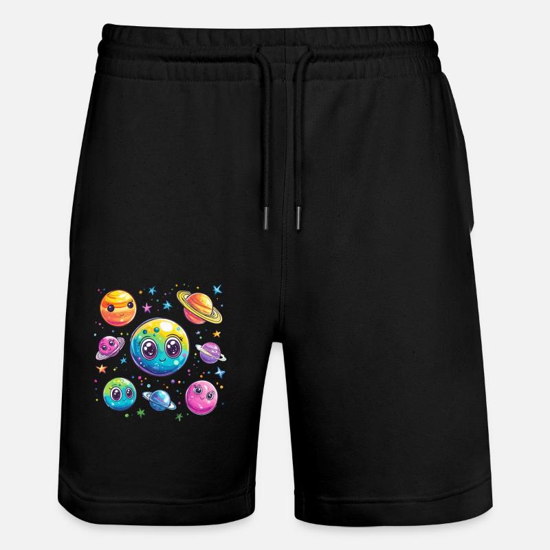 Bunte Planetenfreunde - Stanley/Stella Unisex Bio Joggingshorts Trainer - Schwarz