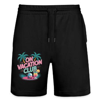 Vacation Club Summer Festival Vacation Beach Vacation - Stanley/Stella Trainer Unisex Organic Jogging Shorts - black - Front - Nik (191cm) & Marisol (170cm)