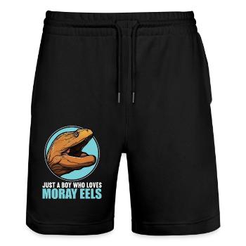 Moray eels Moray eel - Stanley/Stella Trainer Unisex Organic Jogging Shorts - black - Front - Nik (191cm) & Marisol (170cm)