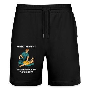 Physiothérapie Dicton amusant de physiothérapeute - Short de jogging bio TRAINER Stanley/Stella unisexe - noir - Devant - Nik (191cm) & Marisol (170cm)
