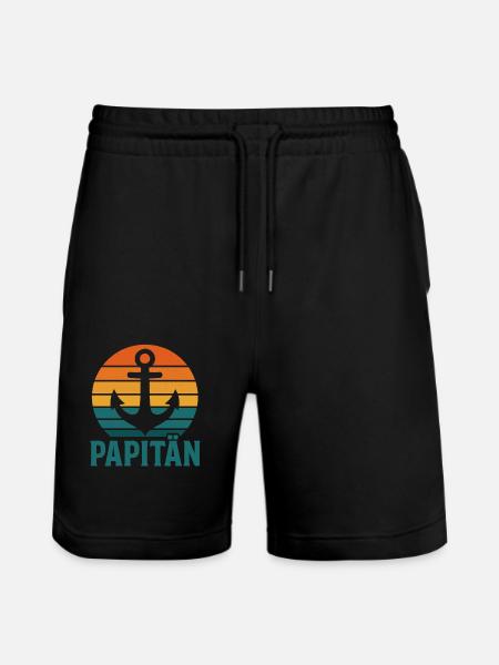 Papitän – The cool daddy captain - Stanley/Stella Trainer Unisex Organic Jogging Shorts - black