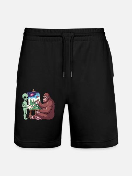 Alien And Bigfoot - Stanley/Stella Trainer Unisex Organic Jogging Shorts - black
