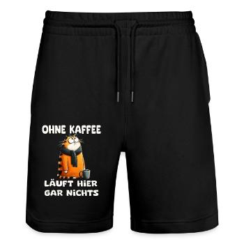Drôle de chat avec dire du matin - Short de jogging bio TRAINER Stanley/Stella unisexe - noir - Devant - Nik (191cm) & Marisol (170cm)