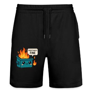 Dumpster Fire Meme - Stanley/Stella Unisex Bio Joggingshorts Trainer  - Schwarz - Vorne - Nik (191cm) & Marisol (170cm)
