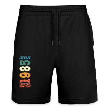 Juli 1985 Vintage Retro Geburtstagsgeschenk - Stanley/Stella Unisex Bio Joggingshorts Trainer  - Schwarz - Vorne - Nik (191cm) & Marisol (170cm)