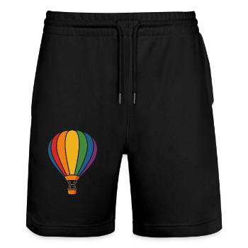 Regenbogen Heißluftballon – Abenteuer Luft - Stanley/Stella Unisex Bio Joggingshorts Trainer  - Schwarz - Vorne - Nik (191cm) & Marisol (170cm)