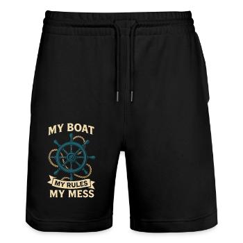 Mon bateau Mes règles Mon Chaos Nautique - Short de jogging bio TRAINER Stanley/Stella unisexe - noir - Devant - Nik (191cm) & Marisol (170cm)